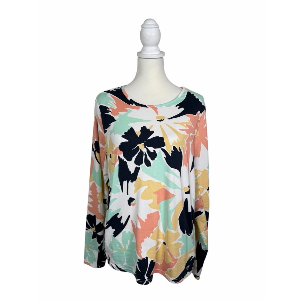 Hang Ten UPF 50+ Floral Long Sleeve Top XL Tropical Print Beach Swim Coverup